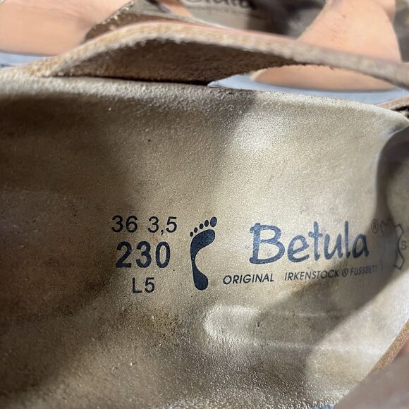 Betula Birkenstock Women's Sandals Fussbett Jasmine Coral Leather Sz 5 US Narrow - Picture 11 of 11